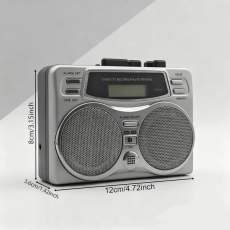 빈티지 실버 디자인: 1980년대 카세트 라디오 AM/FM 튜너